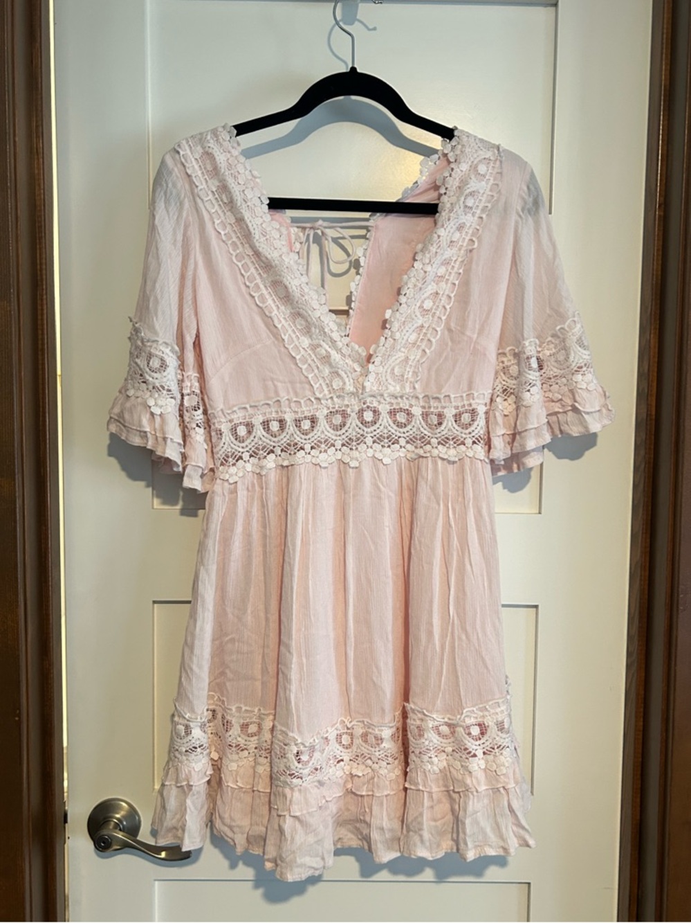 Saints + Secrets Light Pink White trim Babydoll Dress Size Medium